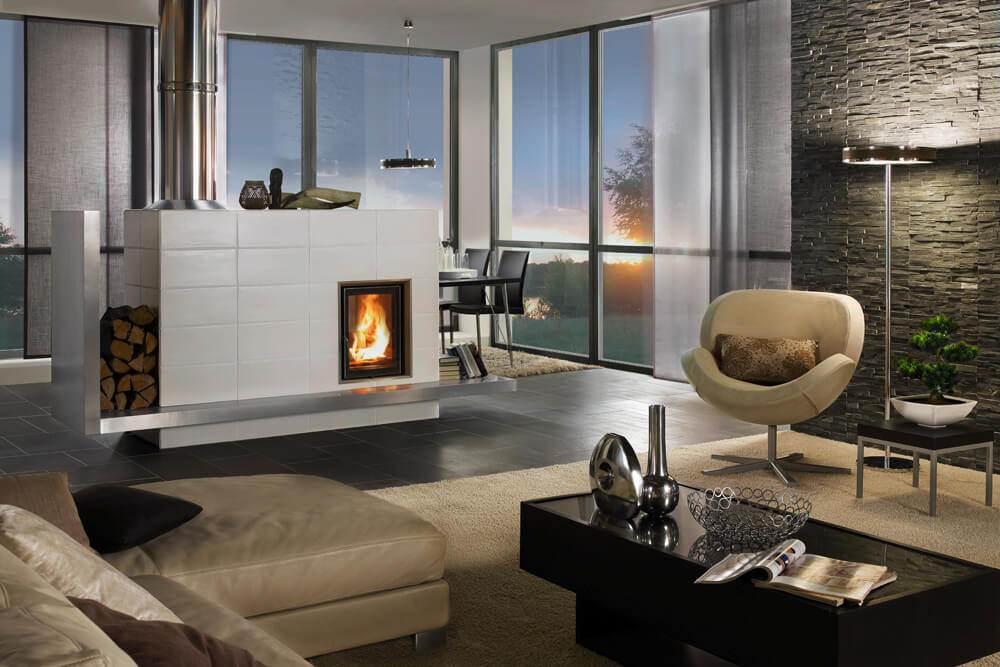 modernes Wohnzimmer mit Kachelofen Kachelofen Wohnzimmer modern